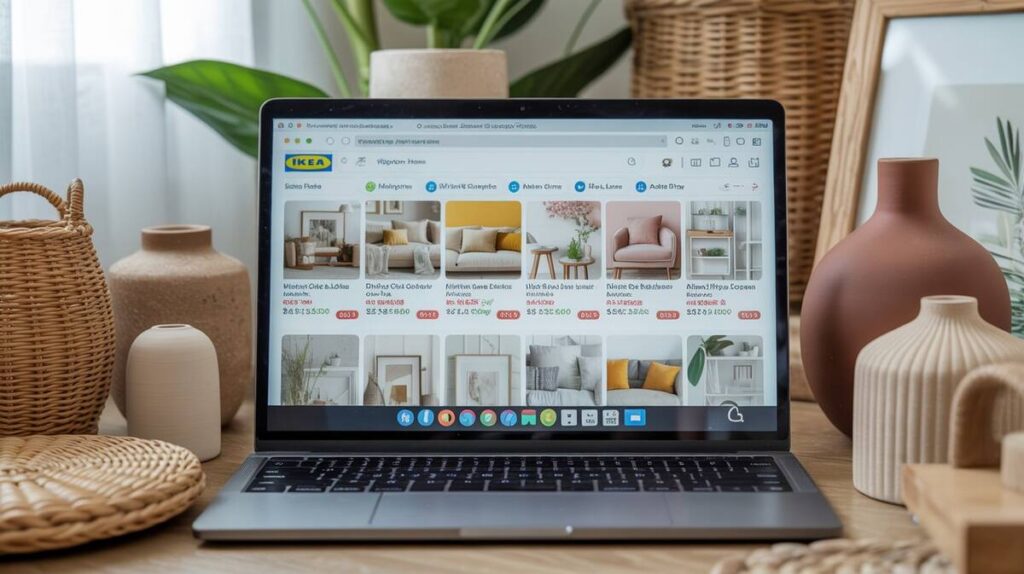 shopping for cheap home decor online on a tablet or phone