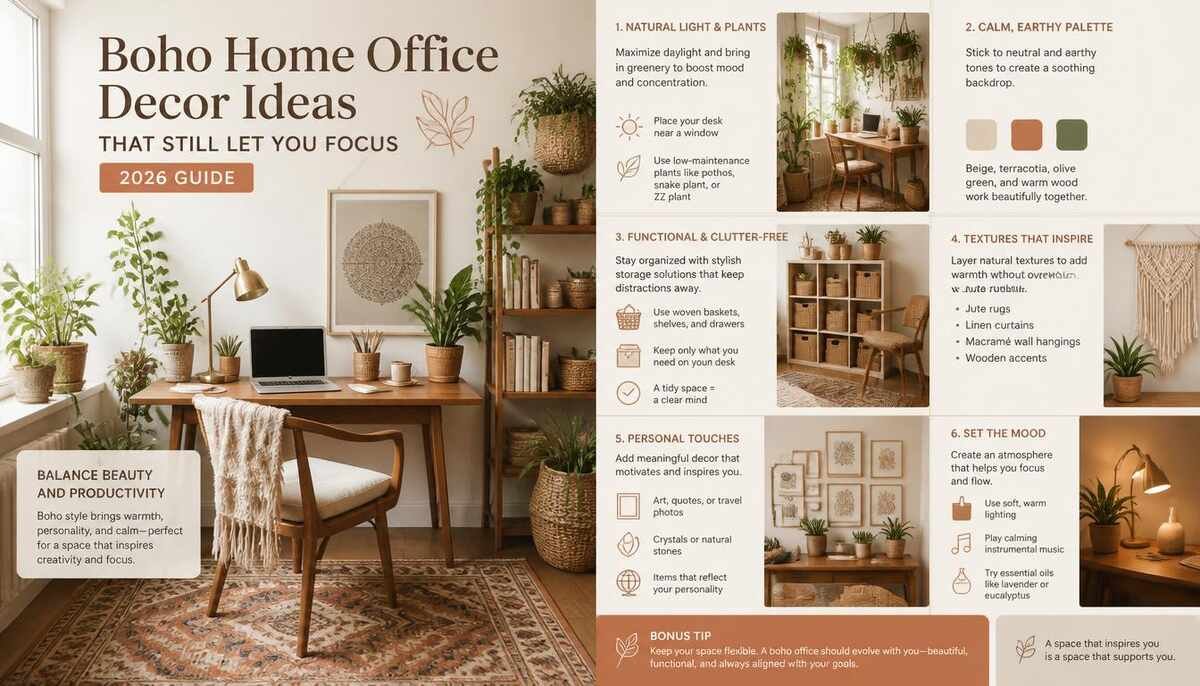 Boho Home Office Decor Ideas That Still Let You Focus 2026 Guide-Boho Home Office Decor Ideas