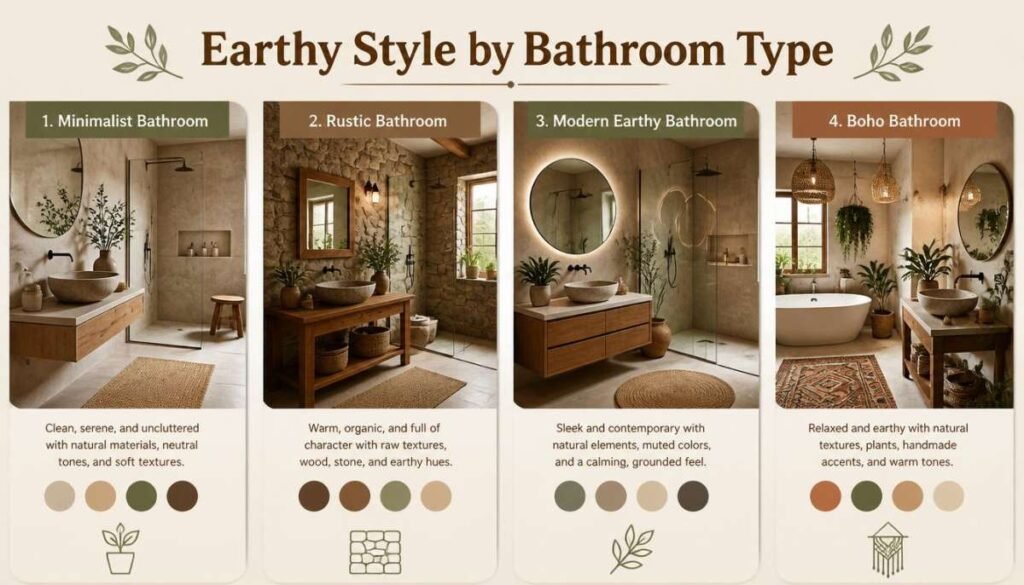 Earthy Style by Bathroom Type