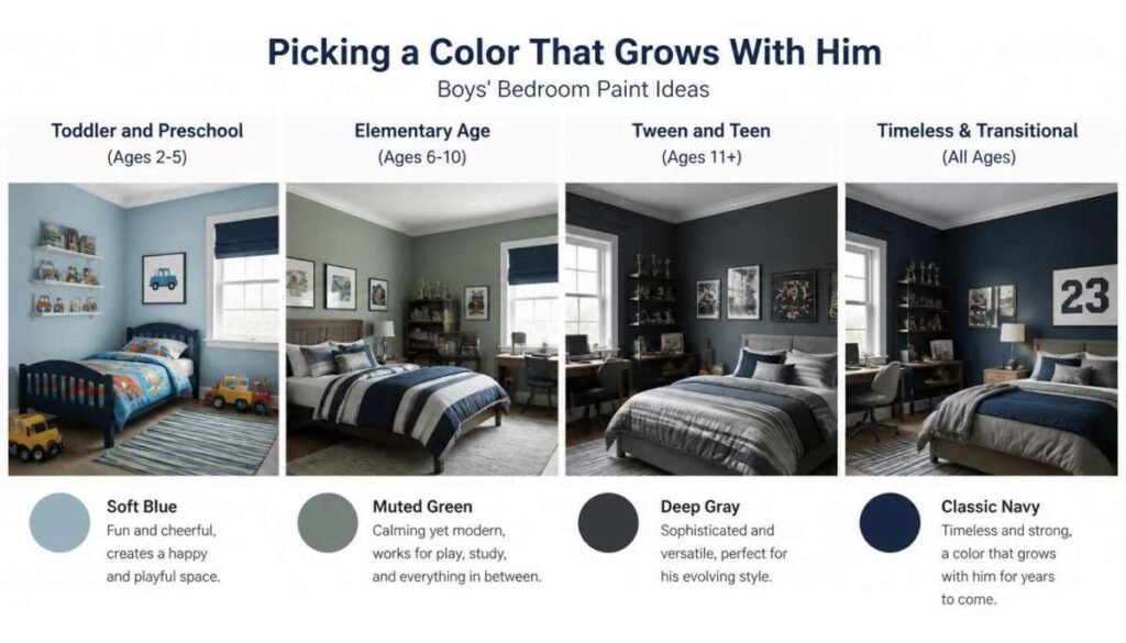 Picking a Color That Grows With Him-Boys' Bedroom Paint Ideas