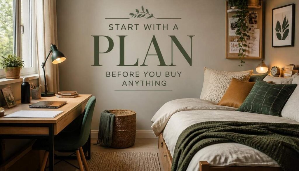Start With a Plan Before You Buy Anything-Dorm Room Decor Ideas