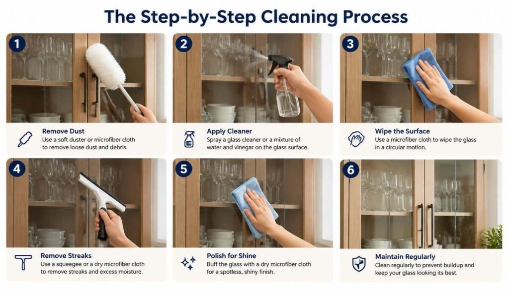 The Step-by-Step Cleaning Process-Clean Glass Cabinet Doors