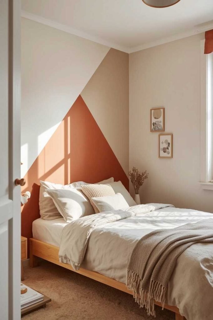 DIY small teenage bedroom with vertical storage and study space