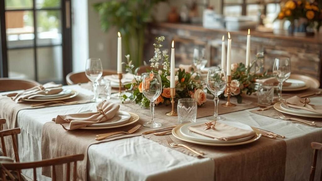 How to style a tablecloth with runners and centerpieces