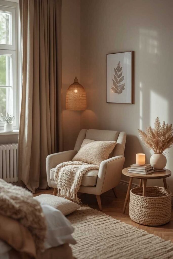 Cozy DIY reading corner in a teenage bedroom