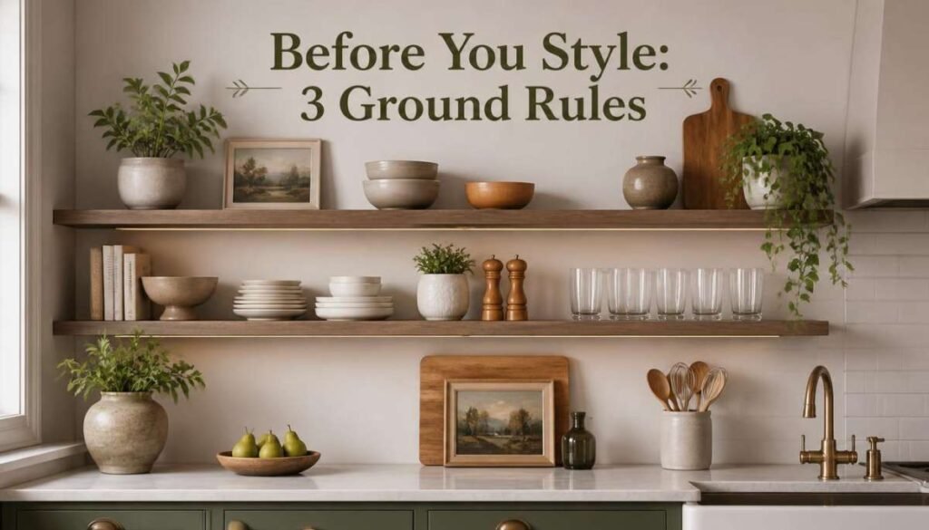 Before You Style 3 Ground Rules-How to Decorate Kitchen Shelves