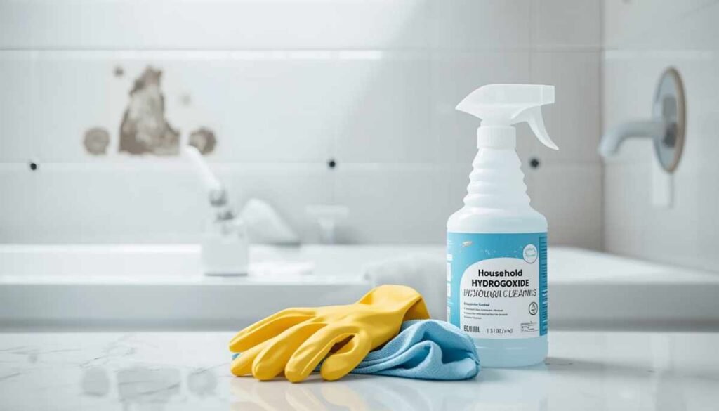Using hydrogen peroxide to clean bathroom ceiling mold