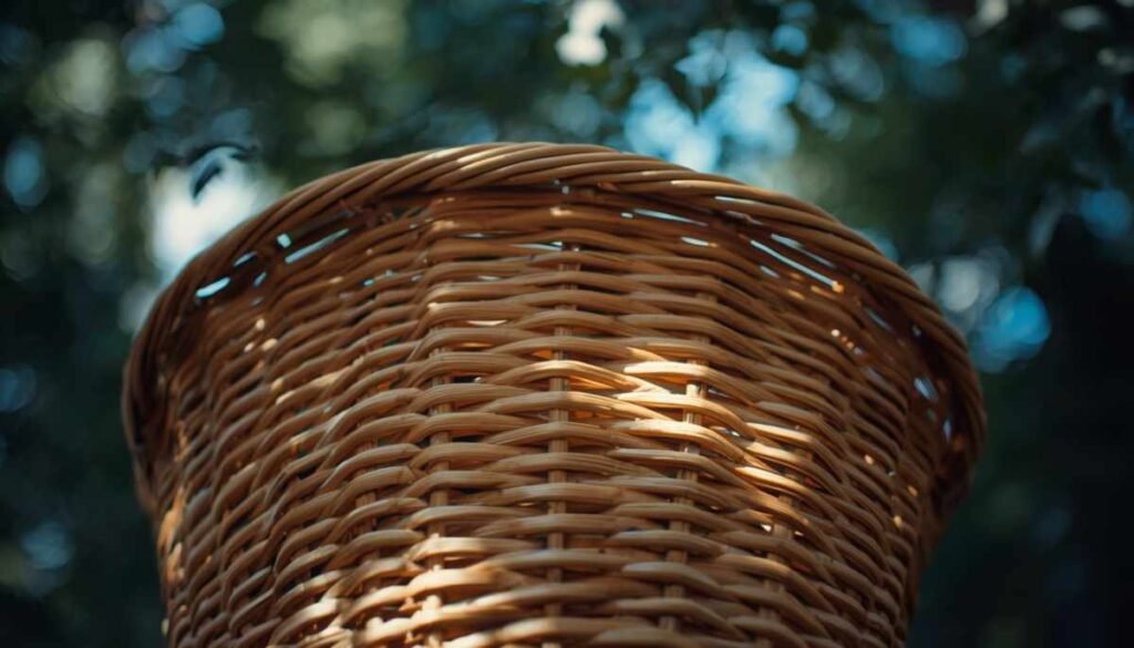 drying a wicker basket in shaded airflow