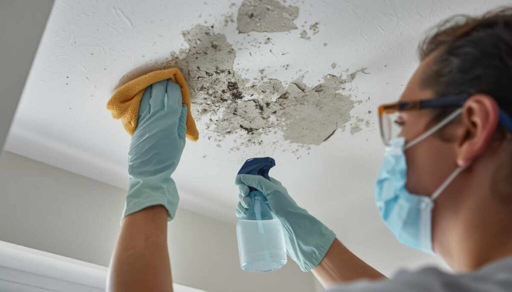 Removing mold from bathroom ceiling with vinegar