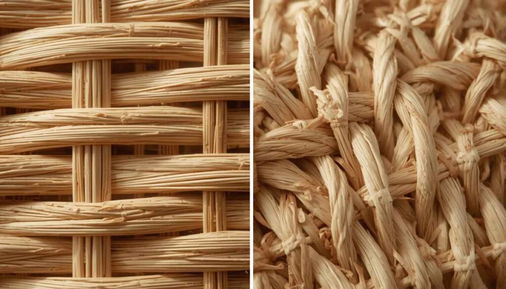 difference between rattan and seagrass basket weave