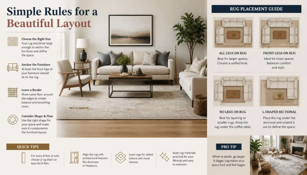 Living Room Rug Placement Simple Rules for a Beautiful Layout-Living Room Rug Placement