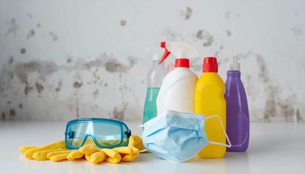Protective gear for cleaning bathroom ceiling mold